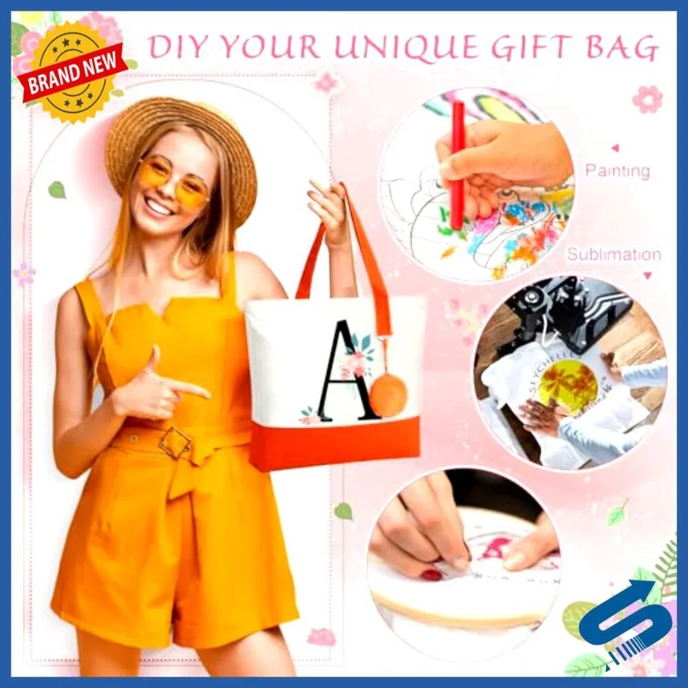 Canvas Tote Bags Bulk Set with Zipper and Coin Purses Reusable Shopping Bags